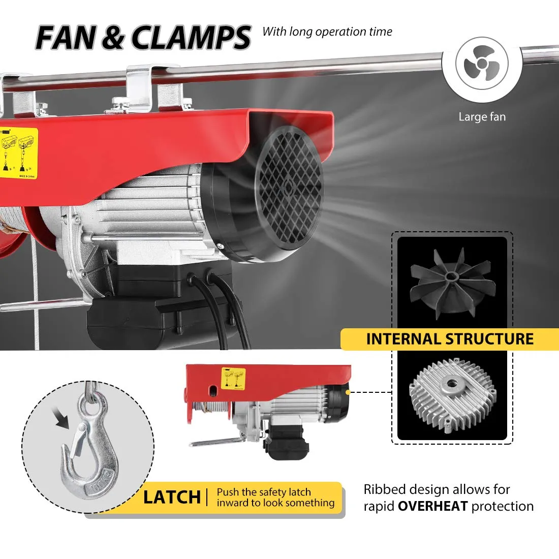 VIVOHOME Electric Hoist, 110V 1320 Lbs Winch with Remote Control, Zinc-Plated Steel Wire Hoist for Garage, Warehouses, Factories 38ft Lifting Height with Emergency Stop Switch ETL Listed
