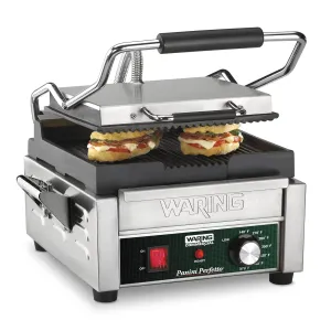 Waring Commercial WPG150 Compact Italian-Style Panini Grill, 120-volt, Silver