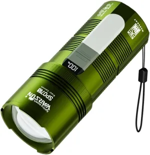 WARSUN Rechargeable LED Flashlight – 2000 Lumens, 6000mAh, Zoomable Torch with Handy Side Light, Compact and Bright for Emergency, Outdoor Use