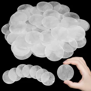 Wesiti Capiz Shells Round Natural 2 Inch Sea Oyster Shells for Crafting with 2 Holes for Wind Chimes DIY Craft Hanging(120 Pcs)