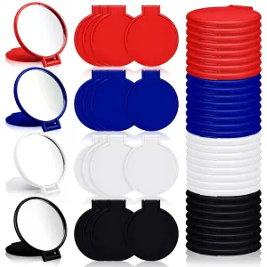 Weysat 48 Pcs Bulk Compact Mirror for Women Gift Blue White Red Black Pocket Purse Multicolor Mini Mirror Gifts Stuffer for Wife Lover