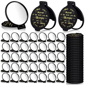 Weysat 48 Pcs Pocket Compact Mirror Bulk for Women Gifts Mini Inspirational Quote Folding Portable Round Handheld Makeup Mirror for Graduation Christmas Party Travel Coworker