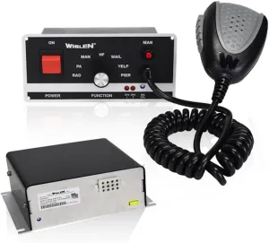 Whelen 295HFS2 Remote Siren Amplifier – 200-Watt Power, Hard-Wired Microphone, Dash or Panel Mount, Audio Repeat & Public Address Capabilities