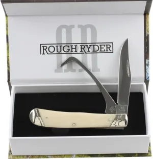 White Smooth Bone Equestrian Trapper Stainless Steel Open Folding Pocket Knife Rr1972 Hoof Pick Outdoor Survival Hunting Knife for Camping by Survival Steel