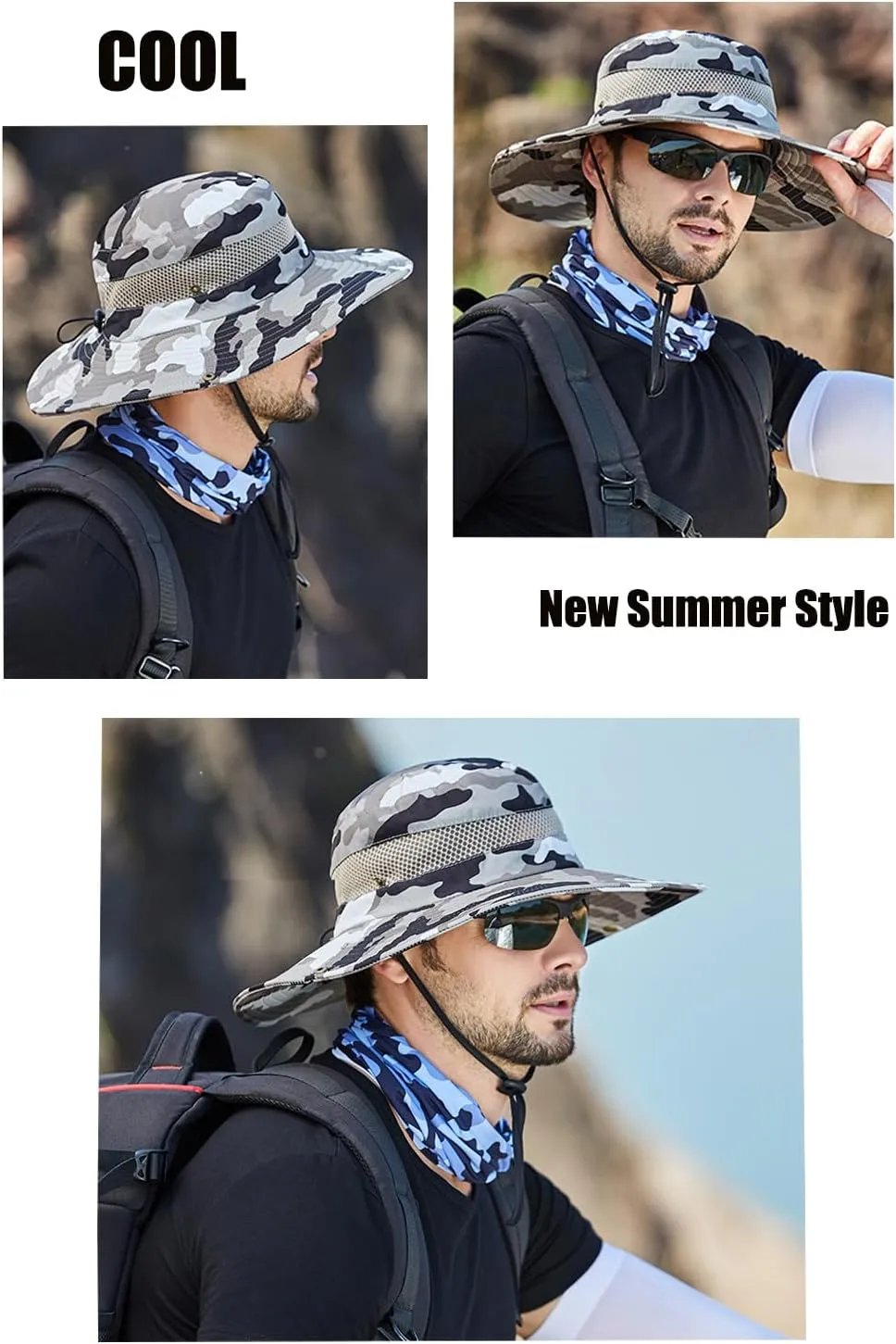 Wide Brim Military Camouflage Hat Summer Fishing Hunting Camping Hiking Cap Outdoor Sun Hat Boonie Hat