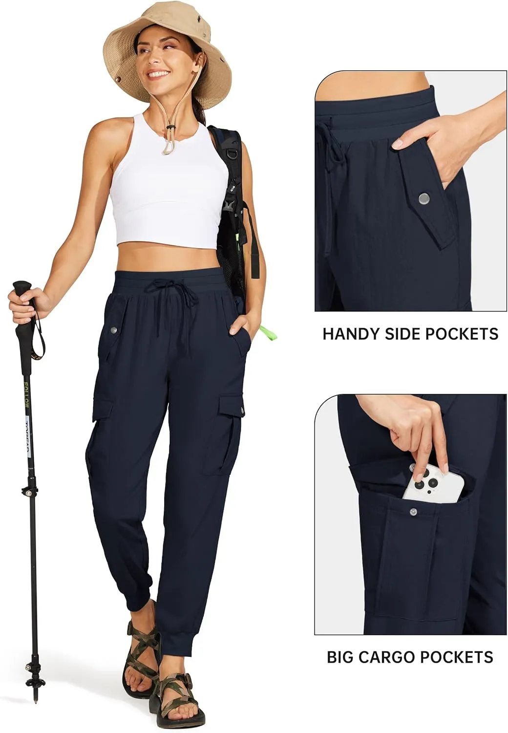 Willit Women's Hiking Pants Cargo Joggers Lightweight Quick Dry Athletic Workout Travel Casual Pants Pockets