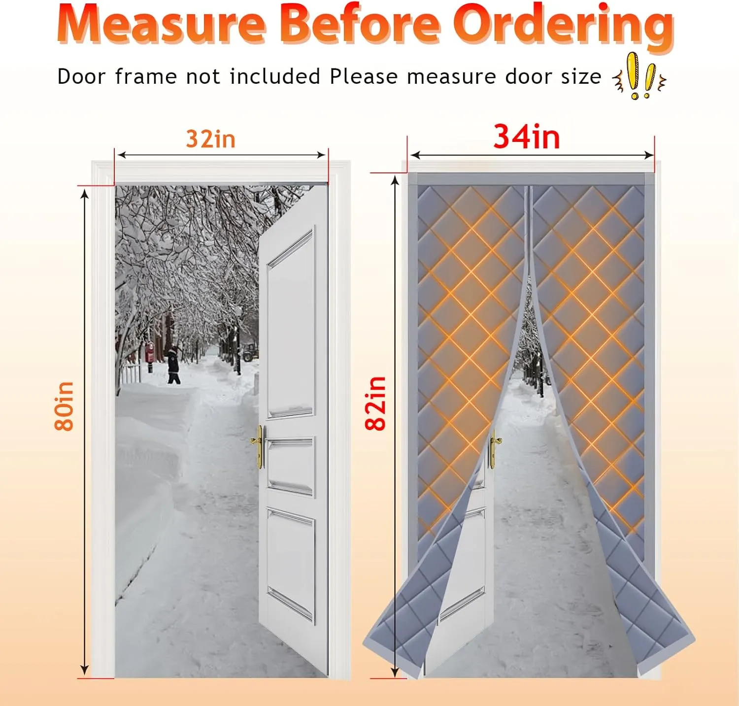 Winter Door Curtain Fits Door Size 32" X 80" Magnetic Thermal Insulated Curtain Insulation Cover Blanket Insulation Oxford Cloth Thicken Cotton as Privacy Temporary to Soundproof