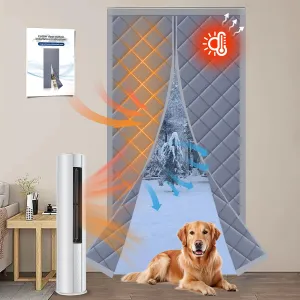 Winter Door Curtain Fits Door Size 32" X 80" Magnetic Thermal Insulated Curtain Insulation Cover Blanket Insulation Oxford Cloth Thicken Cotton as Privacy Temporary to Soundproof