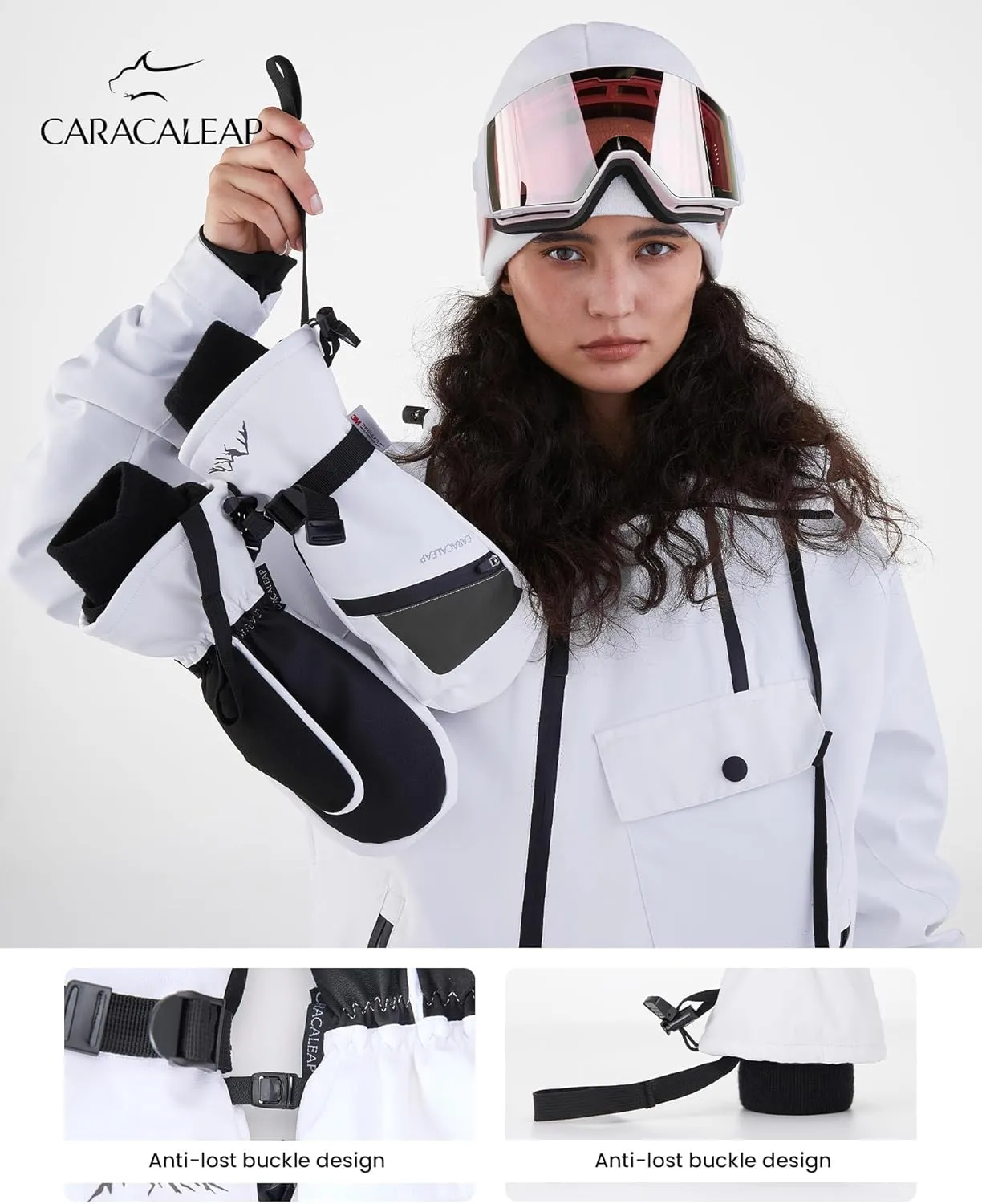 Winter Ski Mittens for Men Women Cold Weather- Warm Snowboard Mittens Gloves Waterproof Snow Sports Mitts Gloves