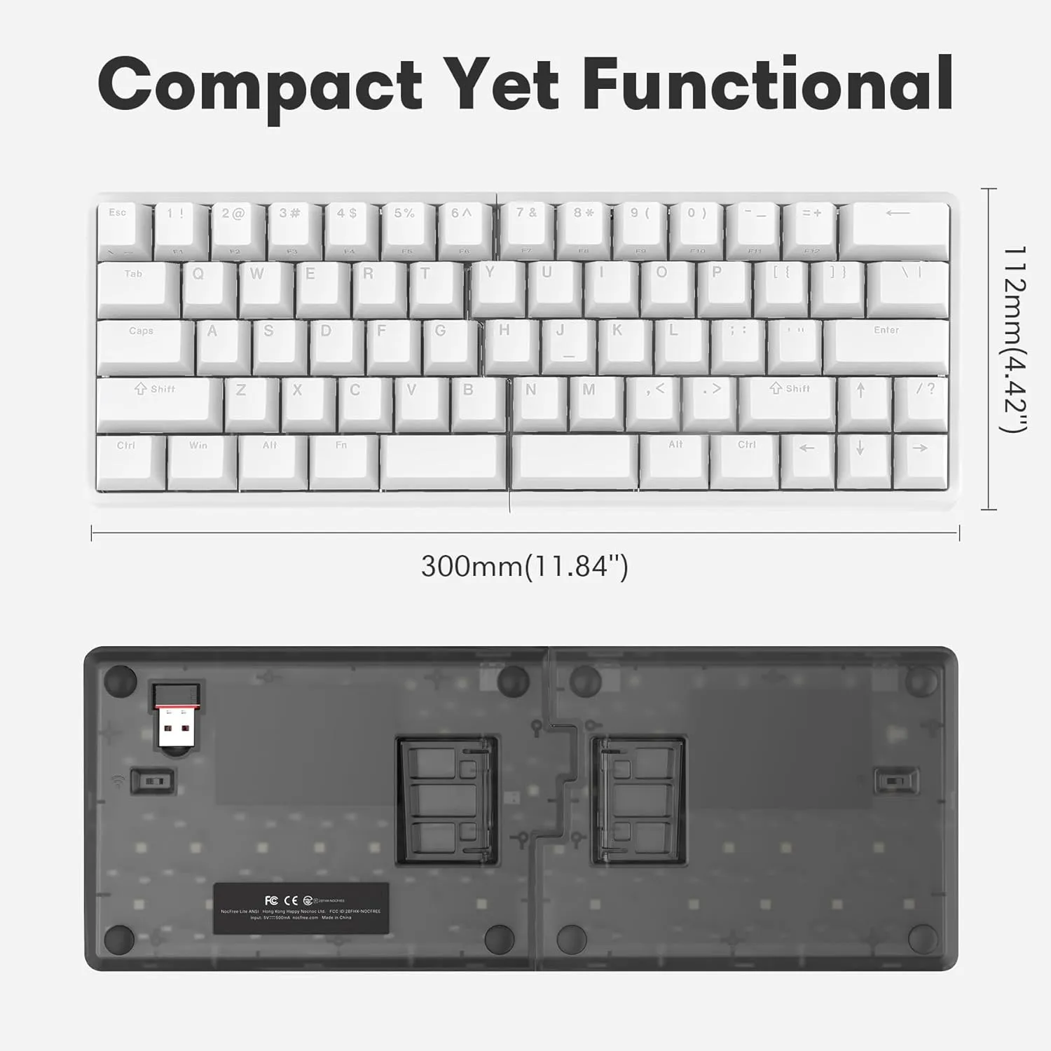 Wireless Ergonomic Split Mechanical Keyboard with Wrist Rest- Linear, RGB, Foam, Hot-Swappable, Compact 60% Layout, Palm Rest, Programmable for Mac & Windows, PBT Keycaps