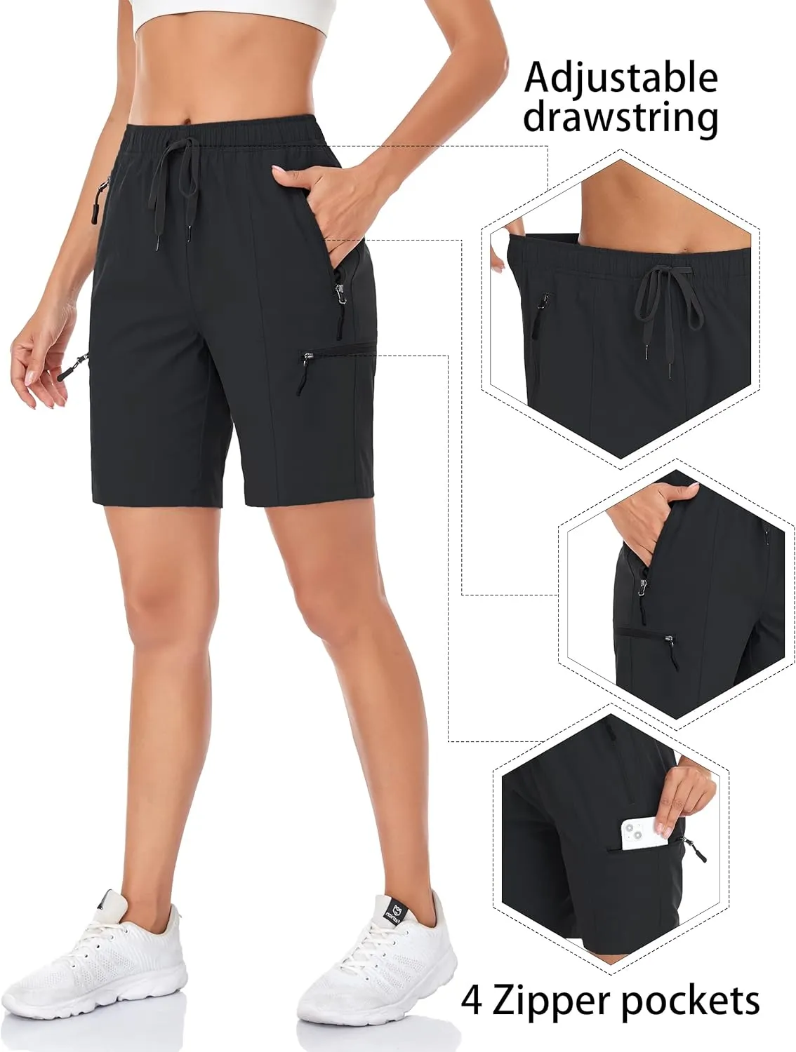 Women's 5" 7" Hiking Cargo Shorts Quick Dry Lightweight Athletic Outdoor Shorts for Workout with Zipper Pockets