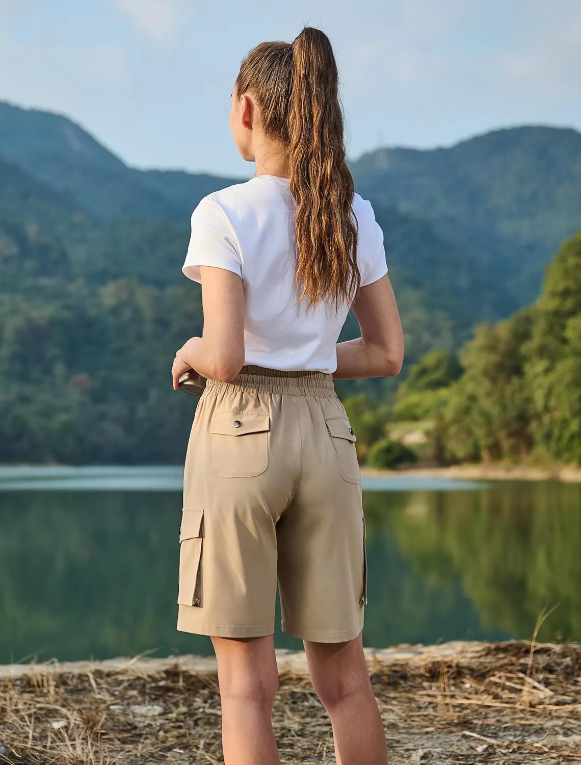Women's 9" Hiking Cargo Shorts Quick Dry Lightweight Summer Shorts for Camping Travel Golf 6 Pockets