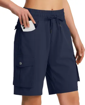 Women's 9" Hiking Cargo Shorts Quick Dry Lightweight Summer Shorts for Camping Travel Golf 6 Pockets