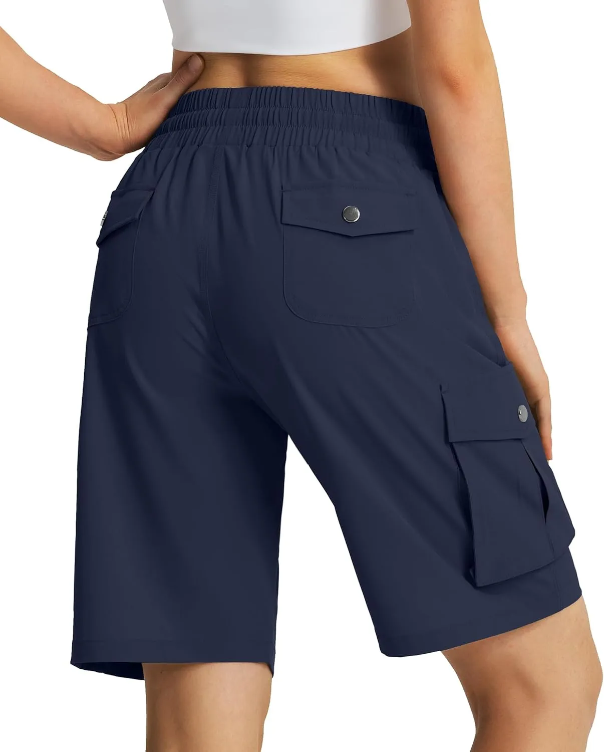 Women's 9" Hiking Cargo Shorts Quick Dry Lightweight Summer Shorts for Camping Travel Golf 6 Pockets