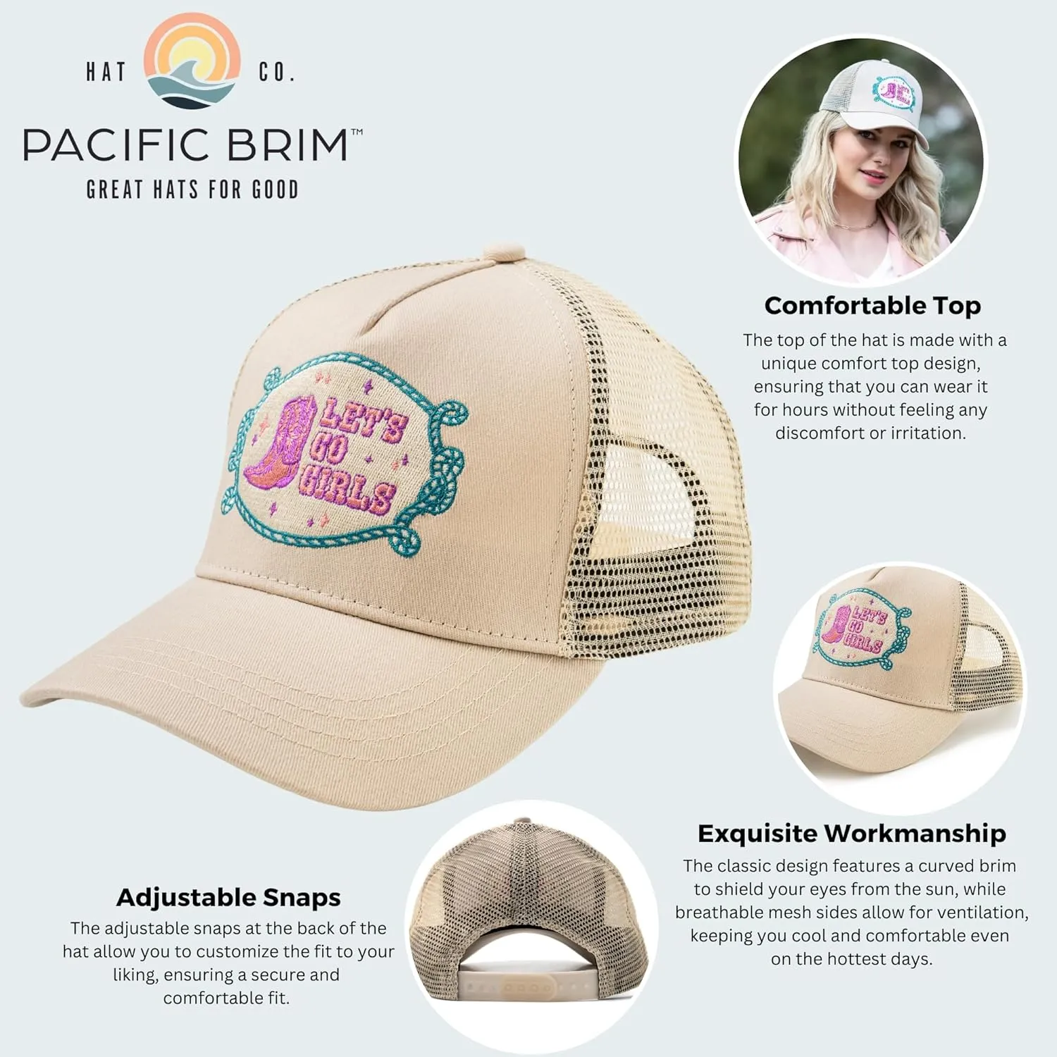 Women's and Men's Adjustable Cap Mesh Side Panels Trucker Hat