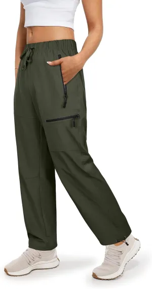 Women's Hiking Cargo Pants Quick Dry Lightweight Joggers with Multiple Zipper Pockets Adjustable Cuffs for Travel