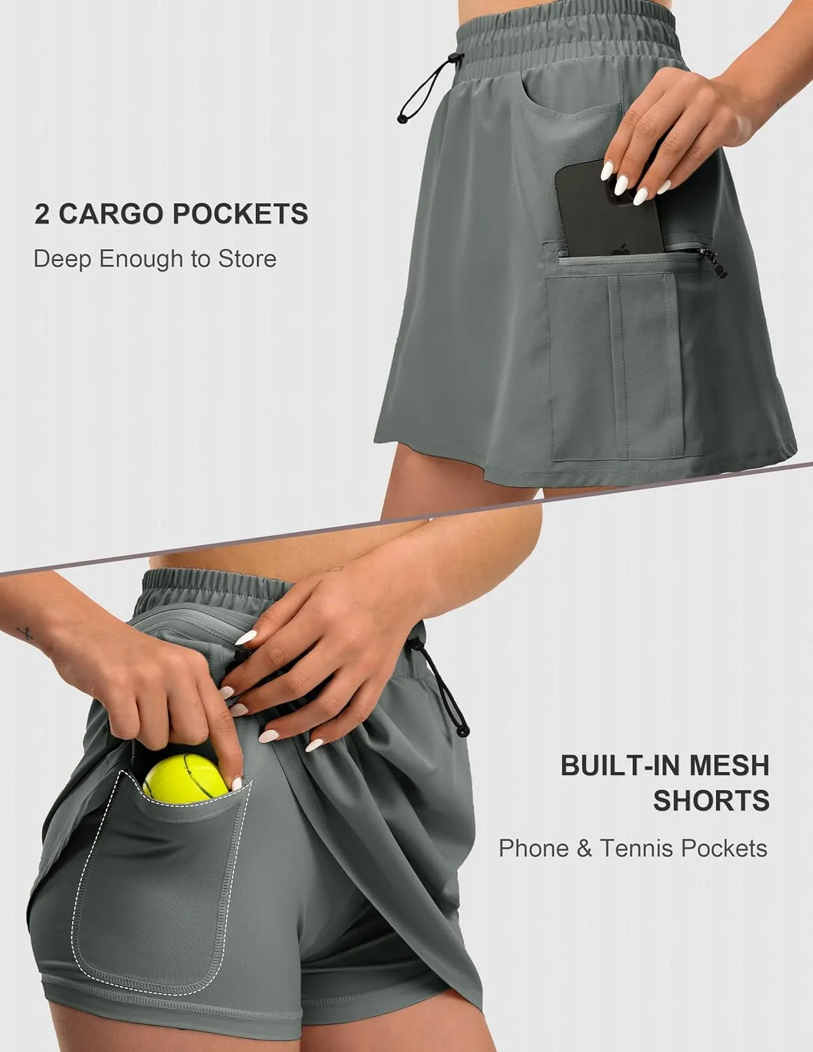 Women's Hiking Cargo Skort Golf Skirt with 5 Pockets Tennis Dressy Casual 16" Skorts for Summer Travel Outdoor 2025