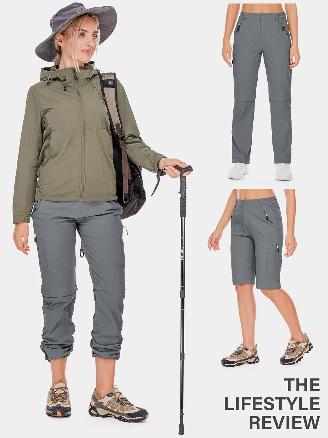 Women's Hiking Pants Convertible Quick Dry Stretch Lightweight Zip-Off Outdoor Fishing Travel Safari Pants