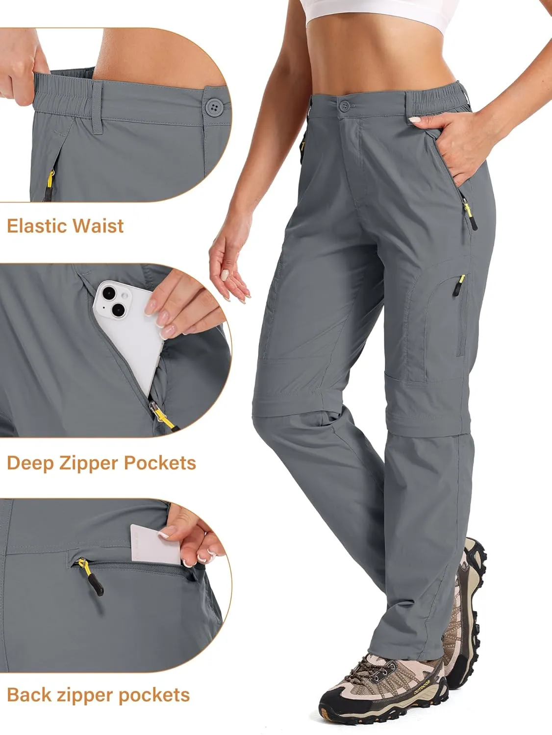 Women's Hiking Pants Convertible Quick Dry Stretch Lightweight Zip-Off Outdoor Fishing Travel Safari Pants