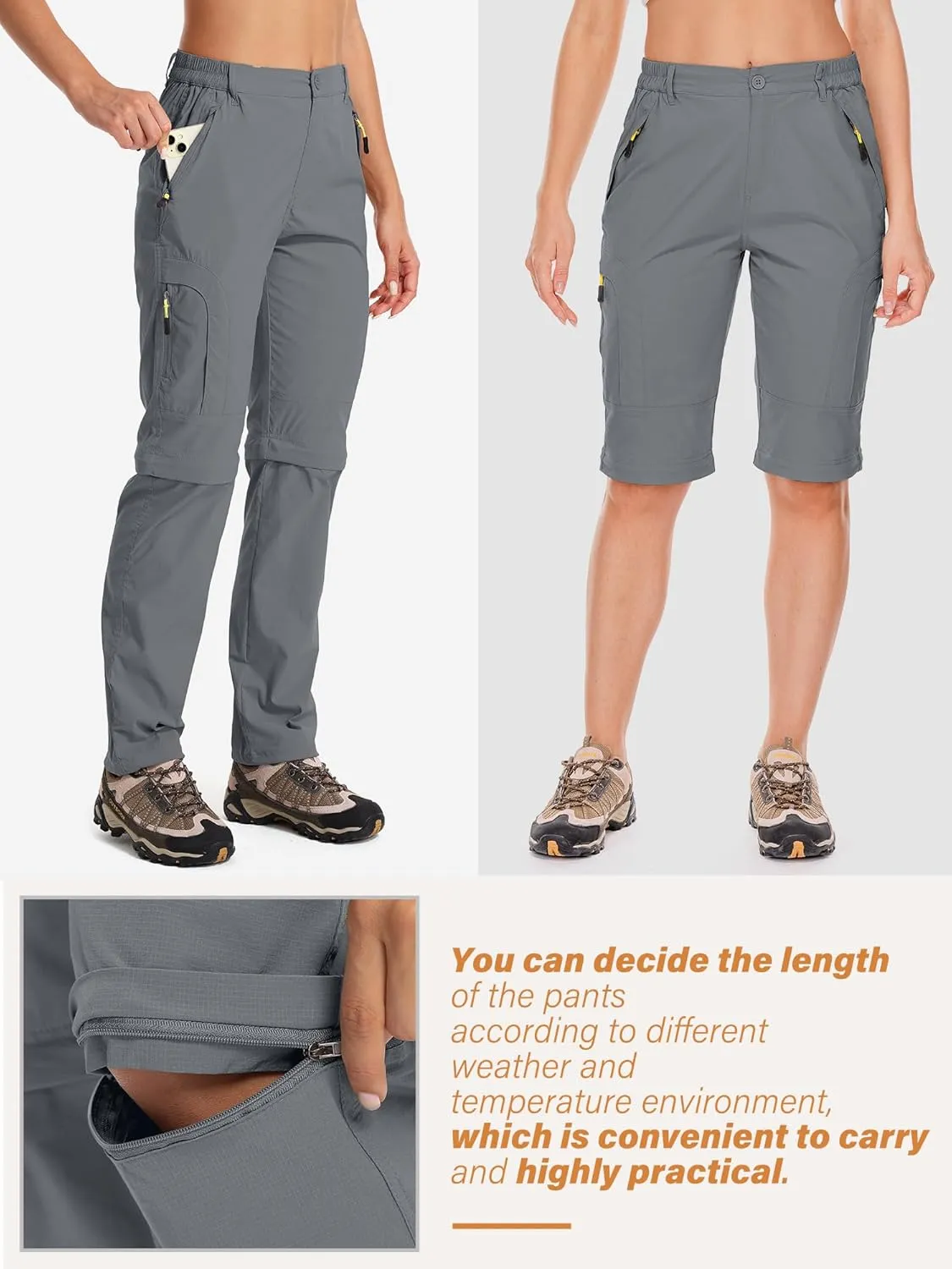 Women's Hiking Pants Convertible Quick Dry Stretch Lightweight Zip-Off Outdoor Fishing Travel Safari Pants