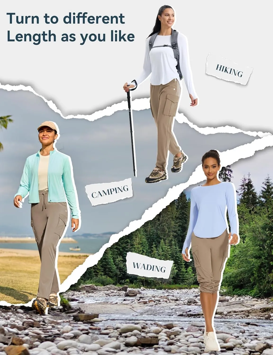 Women's Hiking Pants Lightweight Cargo Quick Dry Water Resistant UPF50  Travel Outdoor Work Pants Safari Pockets