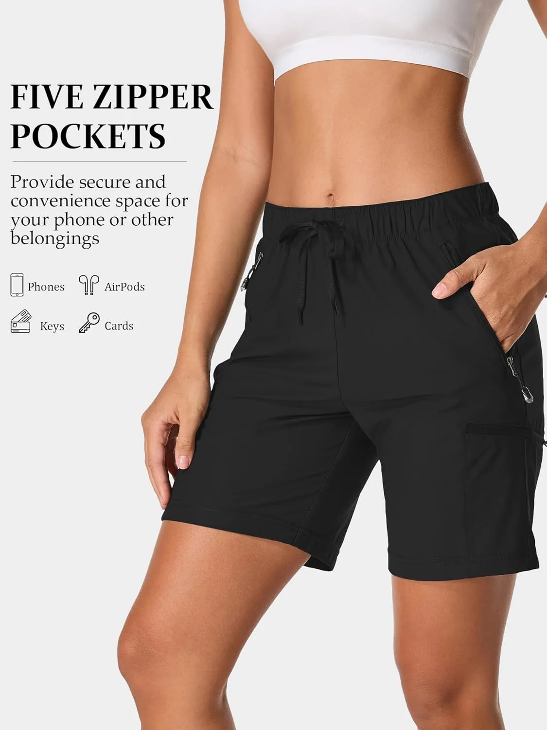 Women's Hiking Shorts Quick Dry Lightweight Summer Golf Bermuda Shorts for Outdoor Athletic with Zipper Pockets
