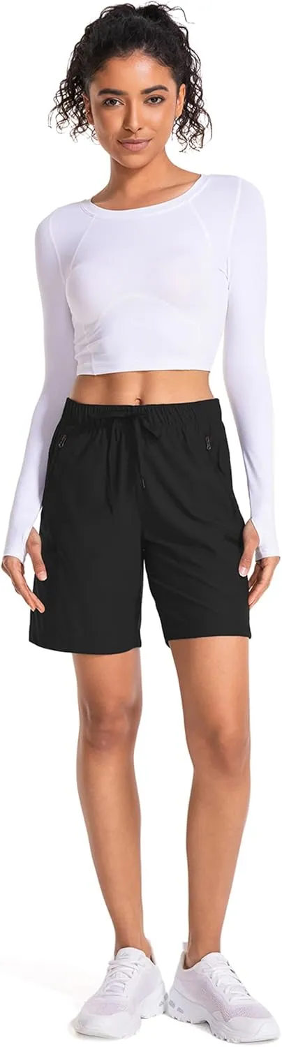 Women's Hiking Shorts Quick Dry Lightweight Summer Golf Bermuda Shorts for Outdoor Athletic with Zipper Pockets