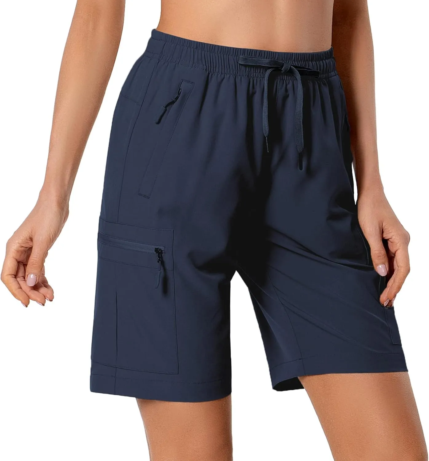 Women's Lightweight Hiking Cargo Shorts Quick Dry Athletic Shorts for Camping Travel Golf with Zipper Pockets Water Resistant