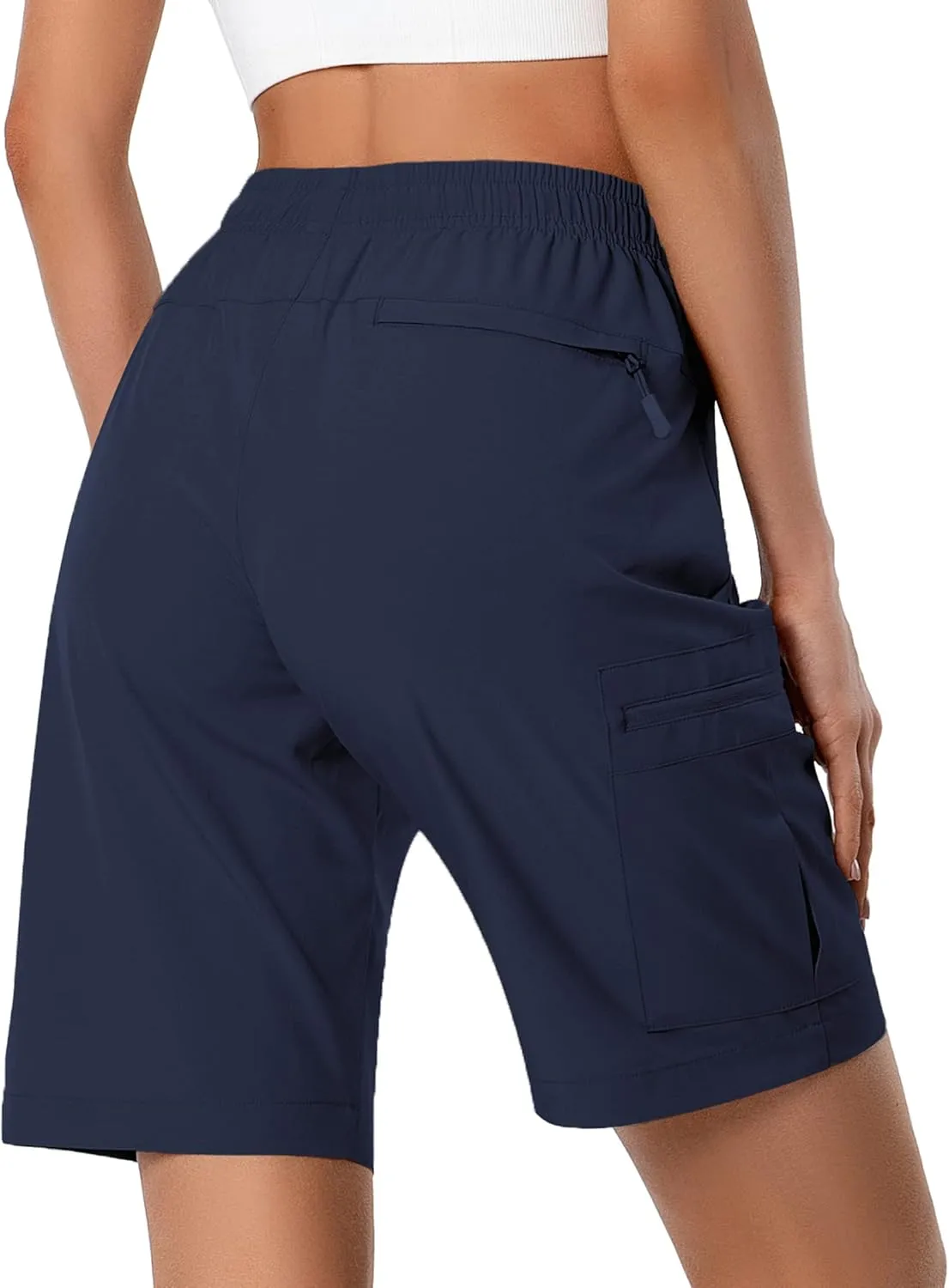 Women's Lightweight Hiking Cargo Shorts Quick Dry Athletic Shorts for Camping Travel Golf with Zipper Pockets Water Resistant
