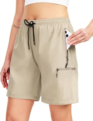 Women's Lightweight Hiking Cargo Shorts Quick Dry Athletic Shorts for Camping Travel Golf with Zipper Pockets