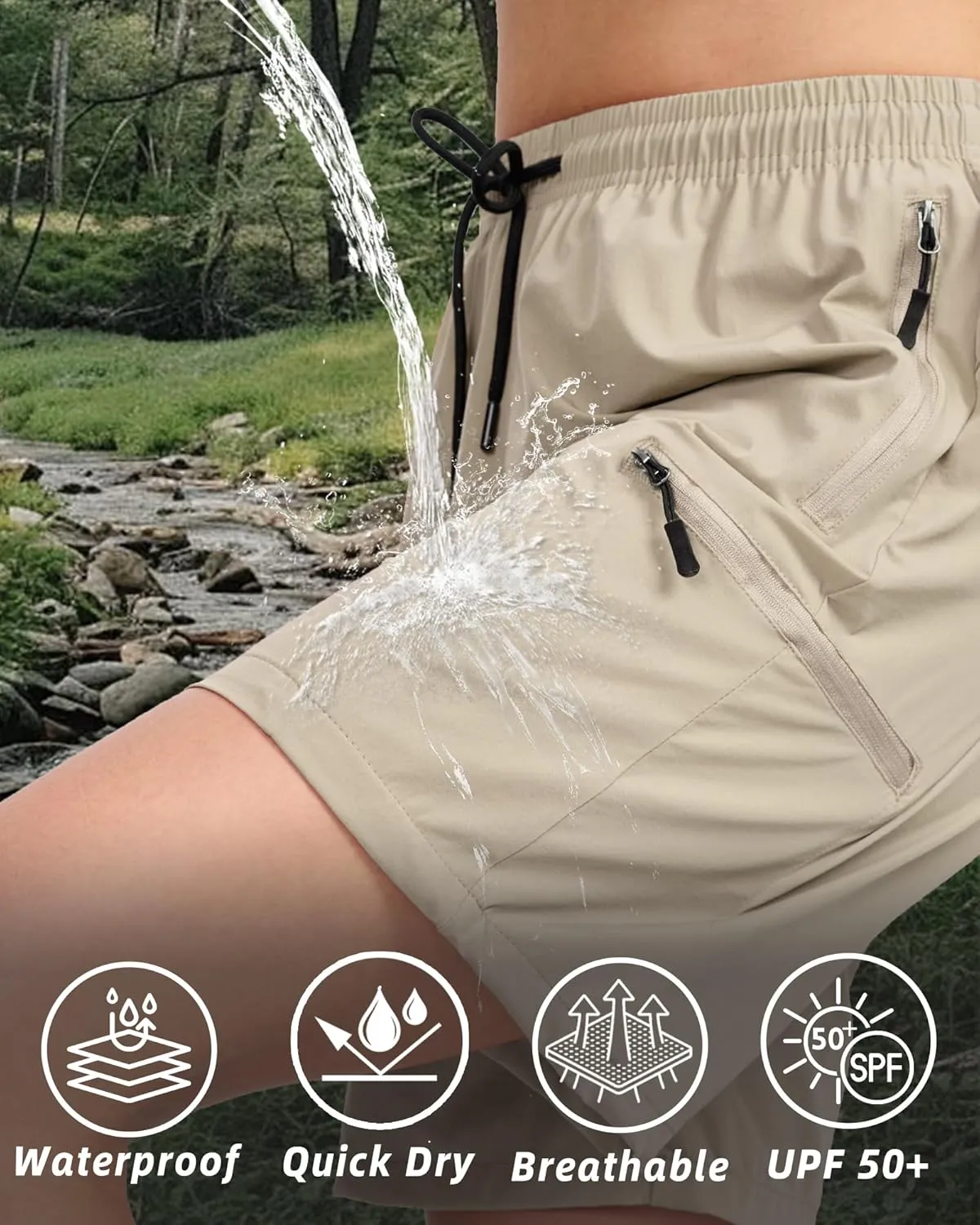 Women's Lightweight Hiking Cargo Shorts Quick Dry Athletic Shorts for Camping Travel Golf with Zipper Pockets