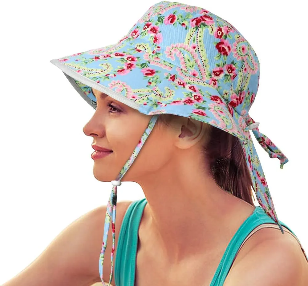 Womens Sun hat Wide Brim Outdoor Fishing Hat with Large Neck Flap Hiking Hats for Women
