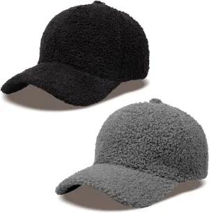 Women's Winter Baseball Cap Adjustable Solid Color Lamb Wool Warm Baseball Cap Unisex Unconstructed Plain Cap