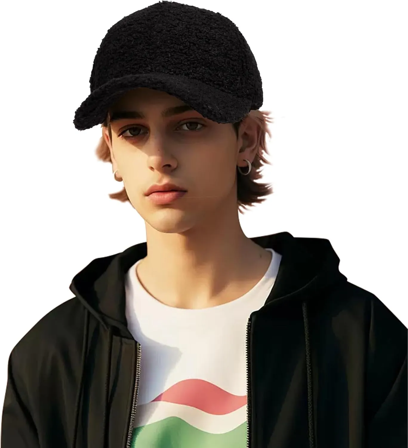 Women's Winter Baseball Cap Adjustable Solid Color Lamb Wool Warm Baseball Cap Unisex Unconstructed Plain Cap
