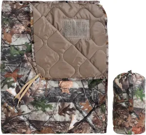Woobie Blanket, Thermal Insulated Military Poncho Liner, Water-Resistant, Portable, Insulation, for Hiking, Survival with Compression Carry Bag (Tree Camo Bionic)