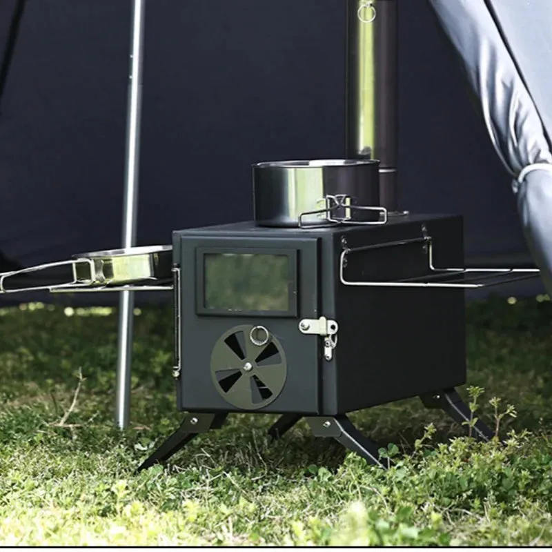 Wood Burning Stove Portable Camping Outdoor Fire Pit Black Stainless Steel Tent Stove for Cooking & Heating Campfire Cooking