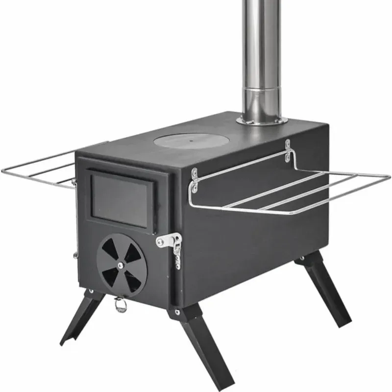 Wood Burning Stove Portable Camping Outdoor Fire Pit Black Stainless Steel Tent Stove for Cooking & Heating Campfire Cooking