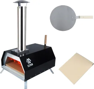 Wood Fired Pizza Oven, Portable Stainless Steel Grill, Outdoor Pizza Maker With Peel and Stone