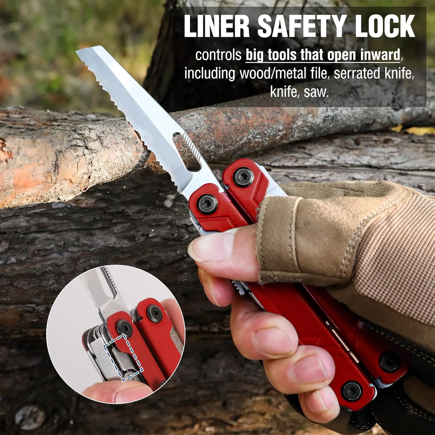 WORKPRO 18-in-1 Multi Tool Pliers, Stainless Steel EDC Multitool with Pocket Knife, 2 Safety Locks, Belt Clip and Oxford Pouch, Multipurpose Utility Multiuse Tool for Outdoor Activities