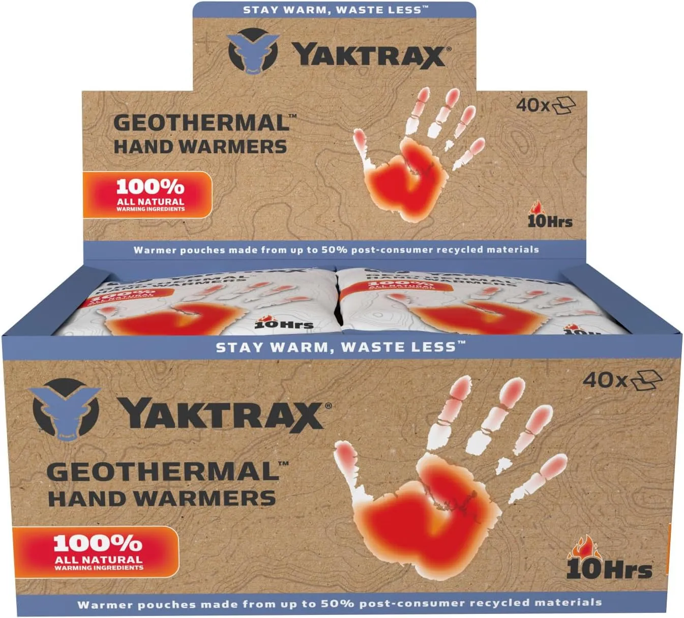 Yaktrax Geothermal Hand Warmers- Air-Activated, Up to 10 Hours of Heat - Compact and Portable Warmth for Outdoor Activities, Winter Sports, and Emergency Kits