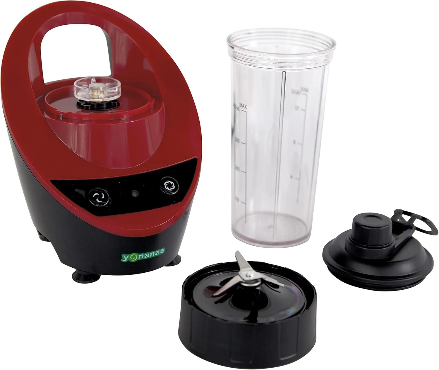 Yonanas Personal Blender with 13.5-Ounce Portable Cup and Drinking Lid for Shakes and Smoothies, BPA Free, 300-Watts, Red