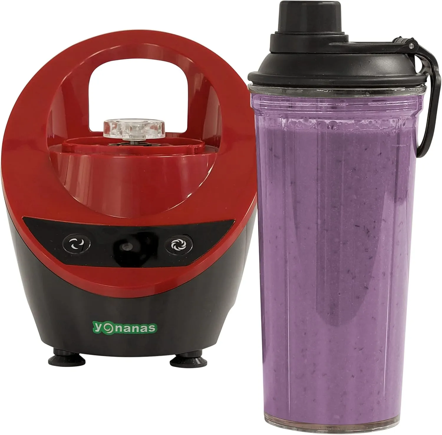 Yonanas Personal Blender with 13.5-Ounce Portable Cup and Drinking Lid for Shakes and Smoothies, BPA Free, 300-Watts, Red