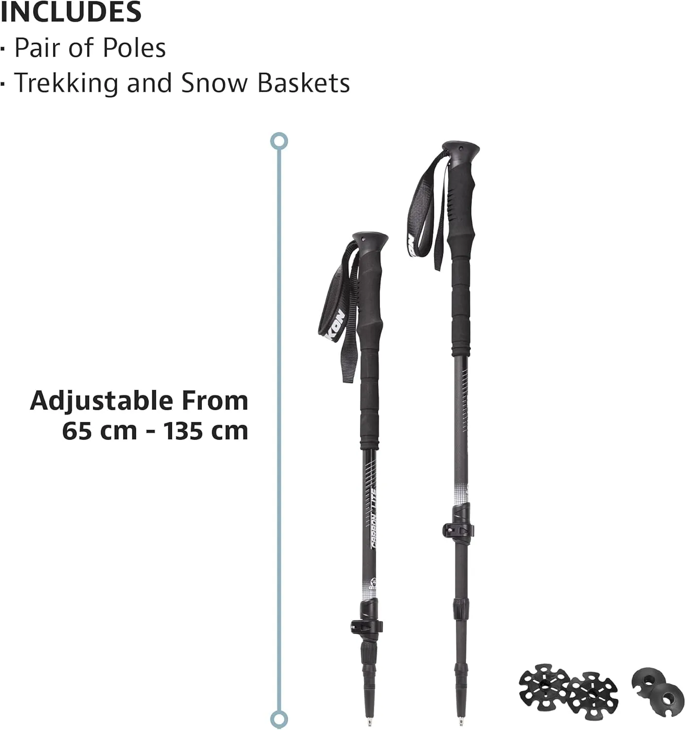 Yukon Charlie's Sherpa Trekking Poles, Twist Lock Adjustment System, Hiking Poles and Snow Baskets, Multiple Styles & Sizes