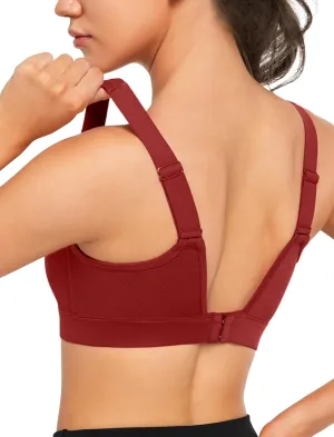 Yvette Adjustable Molded Cup Supportive Sports Bras - High Impact Wireless Bra for Large Breasts