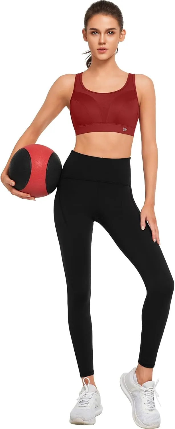 Yvette Adjustable Molded Cup Supportive Sports Bras - High Impact Wireless Bra for Large Breasts