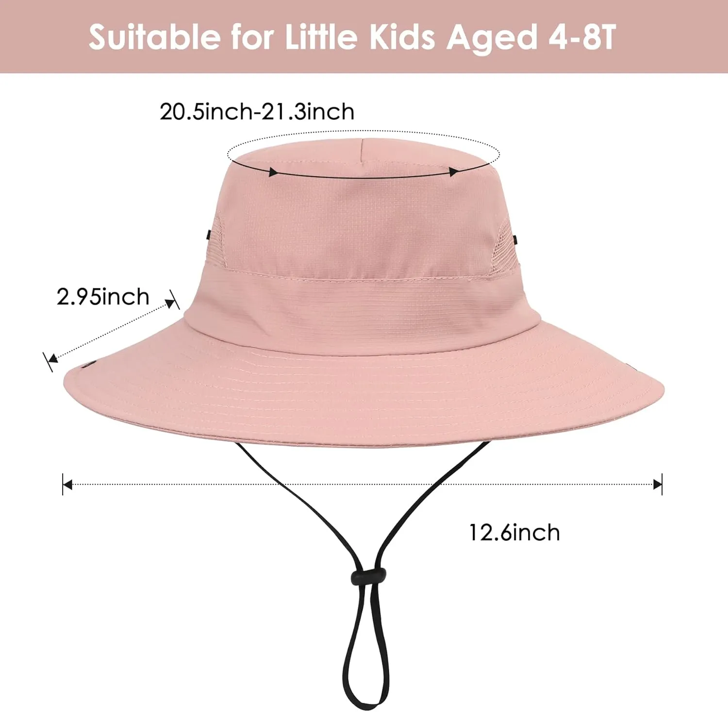 Zando Kids Bucket Hat Girls Sun Hat with Ponytail Hole UPF 50 Outdoor Hat Wide Brim Beach Summer Cap for Kids Ags 4-12