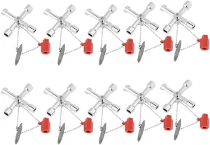 Zerodis 4Way MultiFunctional Utilities Key Cabinet Key Wrenches 10pcs Multifunction Universal Control Cabinet Key Wrenches Hand Tools