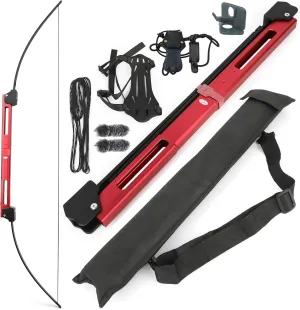 ZSHJGJR 58" Folding Bow Tactical Survival Bow 35lbs with Aluminum Alloy Riser Archery Longbow Recurve Bow Right/Left Hand for Hunting Target Shooting